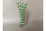 Трубочки для напоїв паперові (d=6mm, l=197mm, зелено-білі полоски) (200 шт.) 