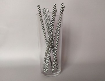 Трубочки для напоїв паперові (d=6mm, l=197mm, чорно-білий "зиг-заг") (200 шт.) 
