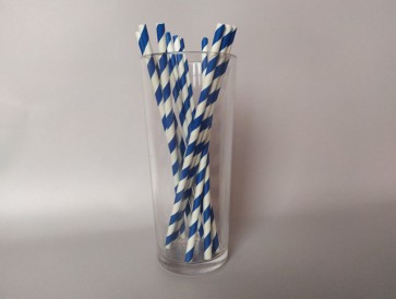 Трубочки для напоїв паперові (d=6mm, l=197mm, синьо-білі полоски) (200 шт.) 
